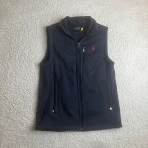 Polo Ralph Lauren mens blue brushed fleece full zip vest preppy warm S